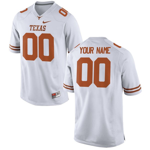 Men Texas Longhorns #00 Custom Authentic Embroidery Jersey White